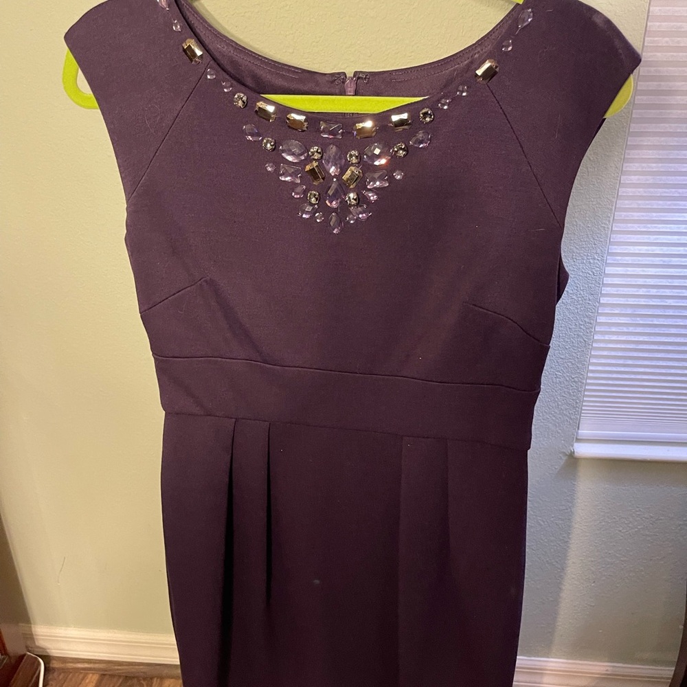 Jessica Purple Midi Dress with Embellishments